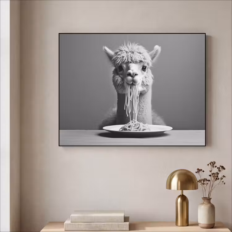 Art Frame - Alpaca - Pasta - Zwart - Wit - Grappig - Dieren — 5