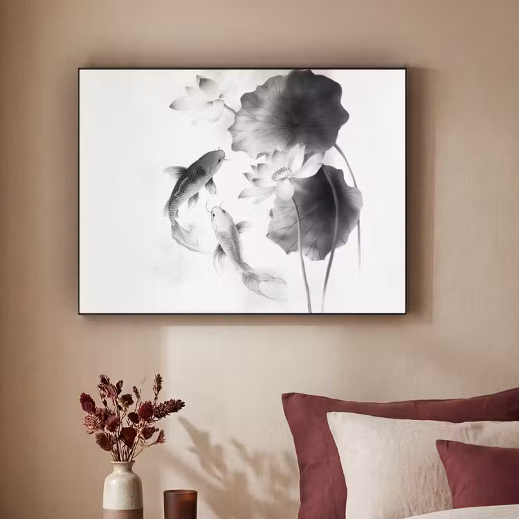 Art Frame - Lotusbloemen - Vissen - Bladeren - Zwart — 3
