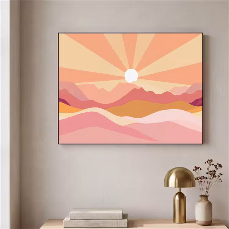 Art Frame - Bergen - Abstract - Zonnestralen - Roze — 5