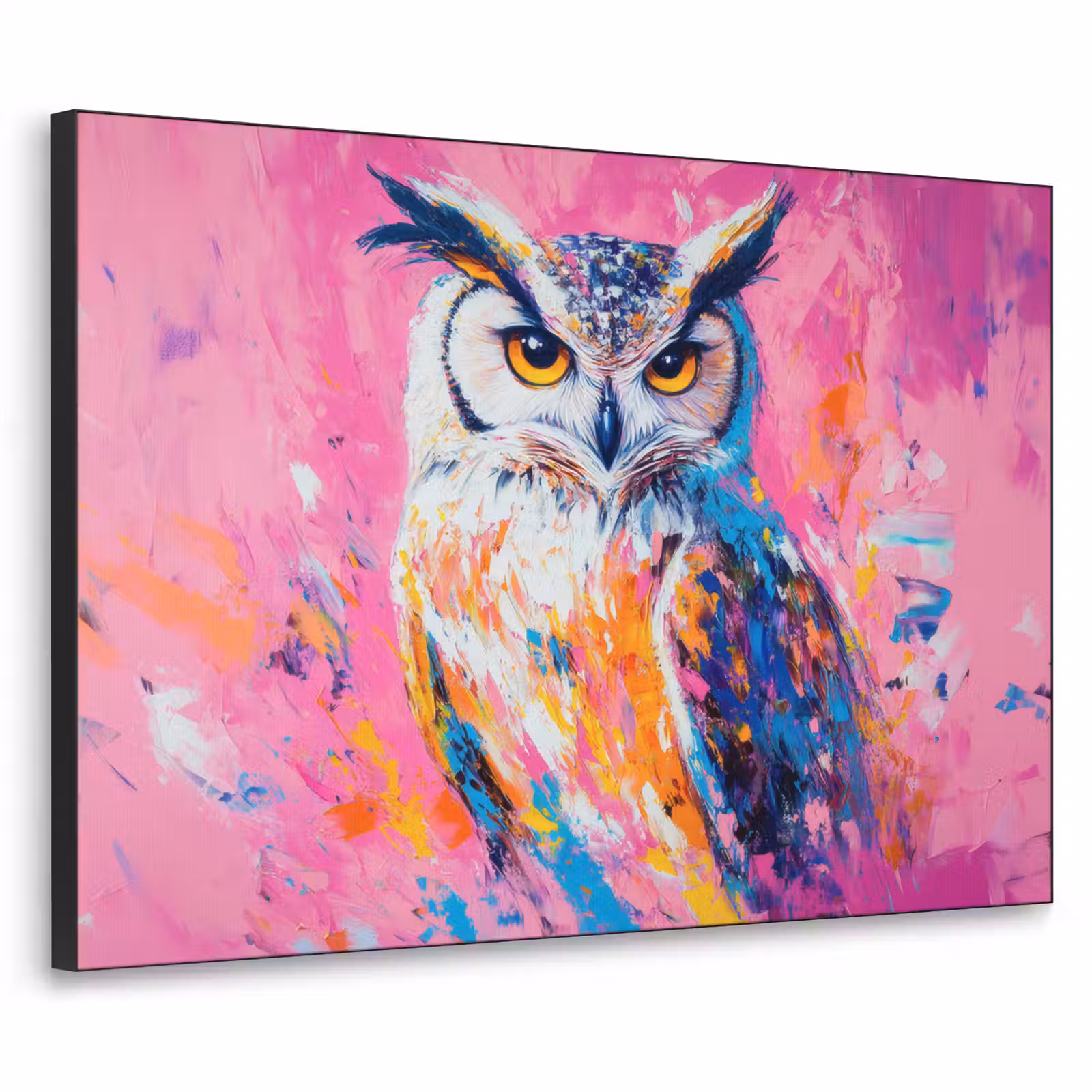 Art Frame - Uil - Roze - Blauw - Verf - Abstract — 1