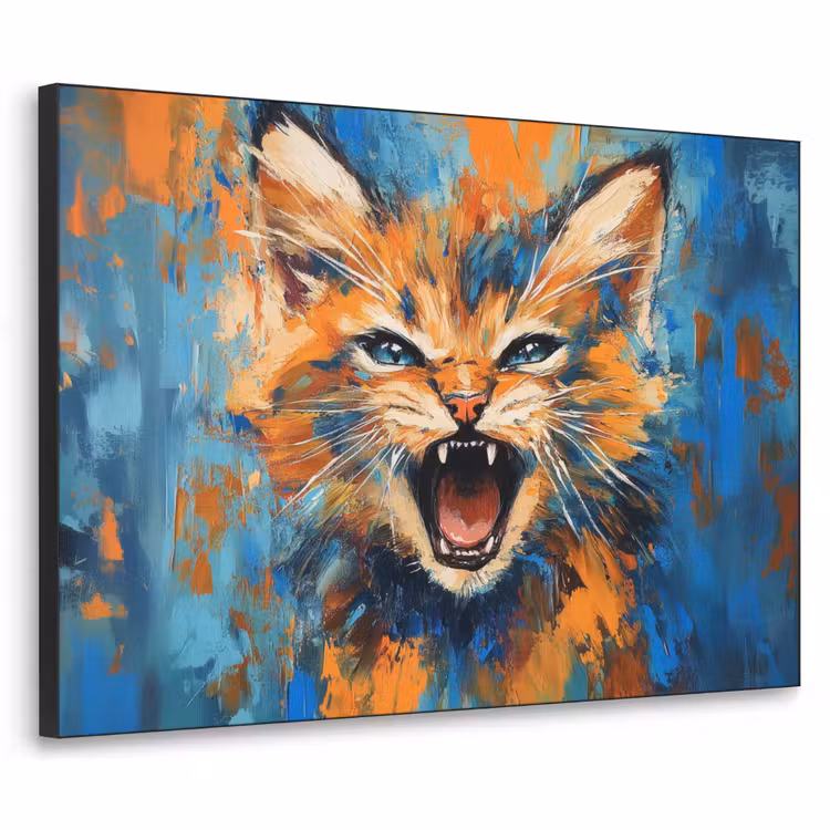 Art Frame - Kat - Kleurrijk - Oranje - Blauw — 1