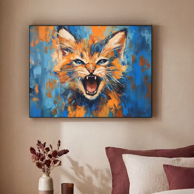 Art Frame - Kat - Kleurrijk - Oranje - Blauw — 3