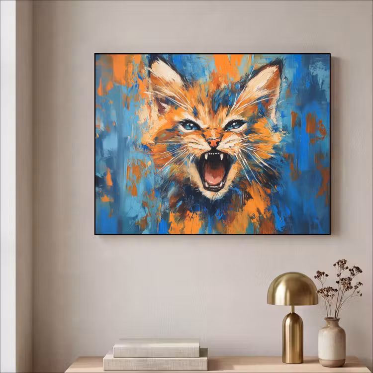 Art Frame - Kat - Kleurrijk - Oranje - Blauw — 5