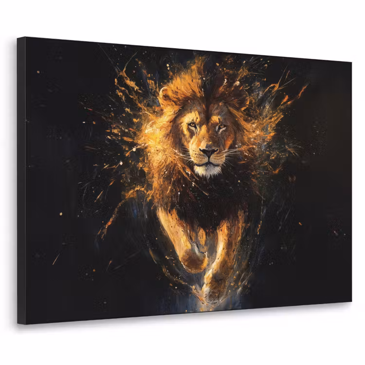 Art Frame - Leeuw - Zwart - Oranje - Verf — 1