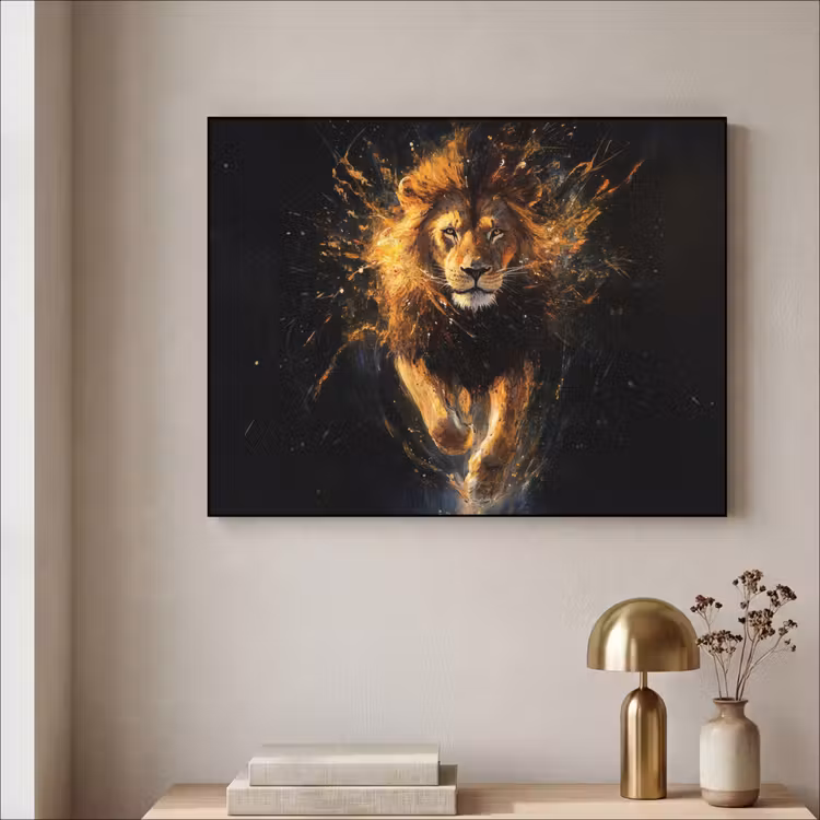 Art Frame - Leeuw - Zwart - Oranje - Verf — 5