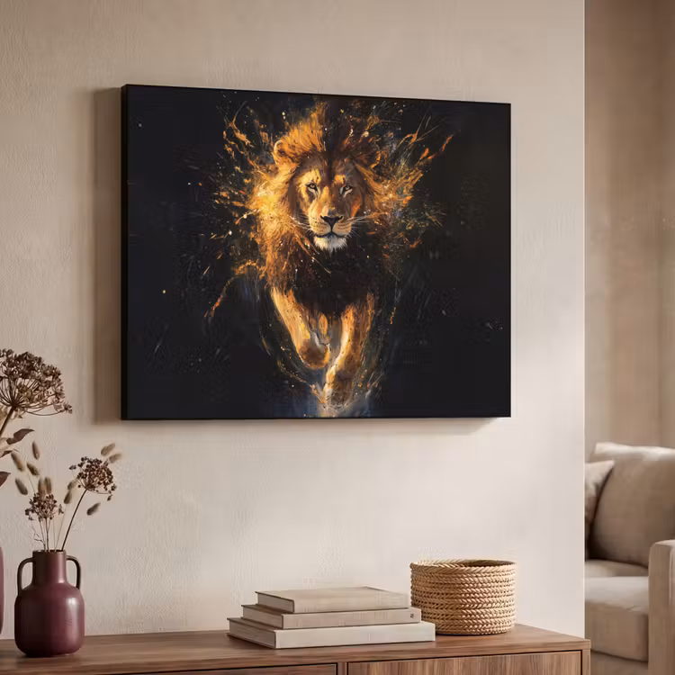 Art Frame - Leeuw - Zwart - Oranje - Verf — 7