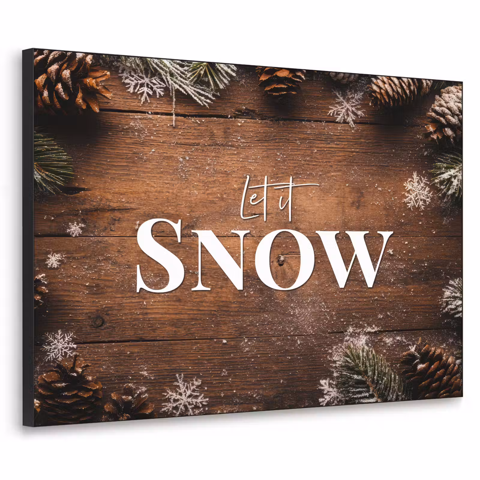 Art Frame - Sneeuw - Houtlook - Quote - Let it snow — 1