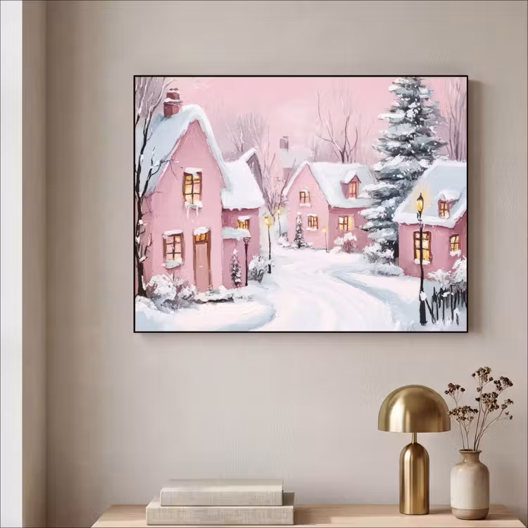 Art Frame - Kerstdorp - Roze - Winter - Sneeuw - Huizen — 5