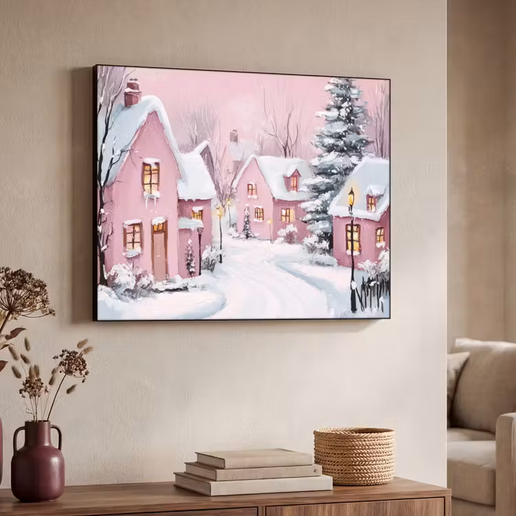 Art Frame - Kerstdorp - Roze - Winter - Sneeuw - Huizen — 7