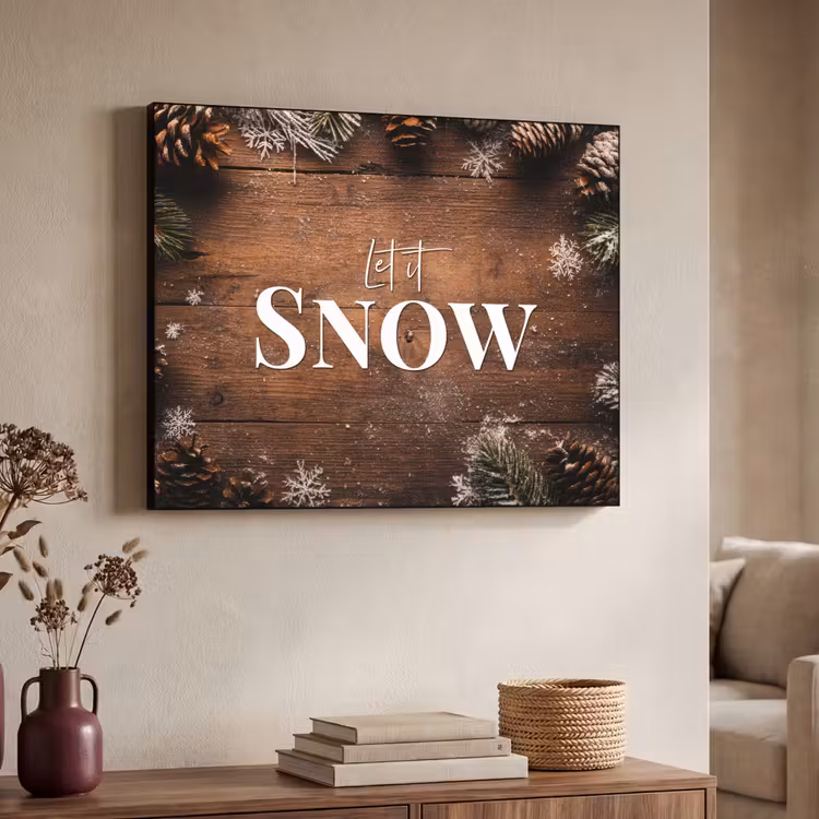 Art Frame - Sneeuw - Houtlook - Quote - Let it snow — 7