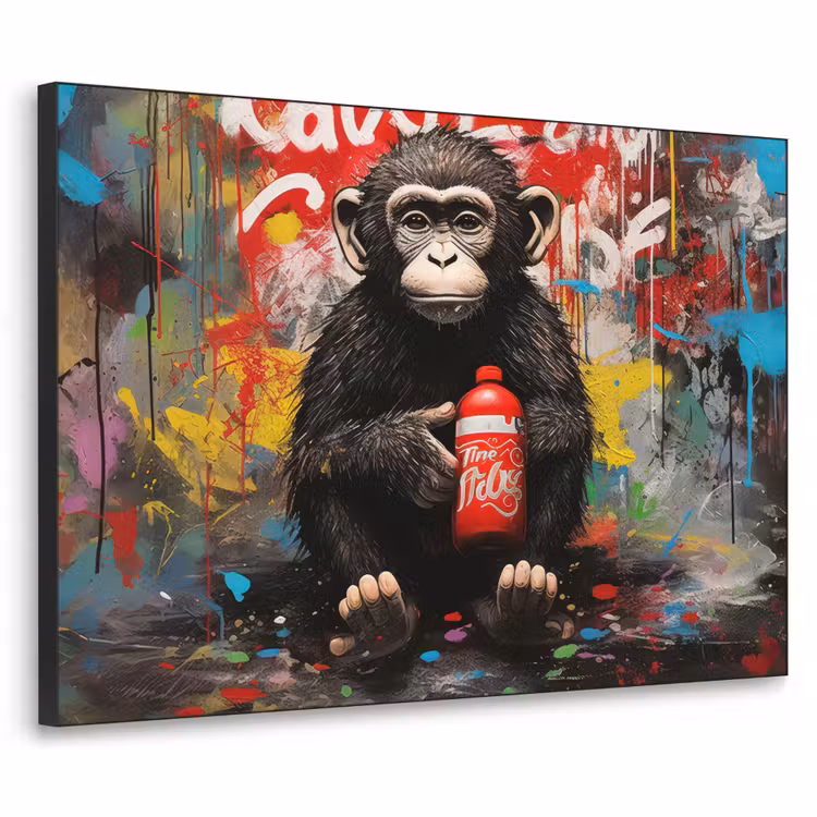 Art Frame - Aap - Graffiti - Dieren - Kunst - Flesje - Kleuren — 1