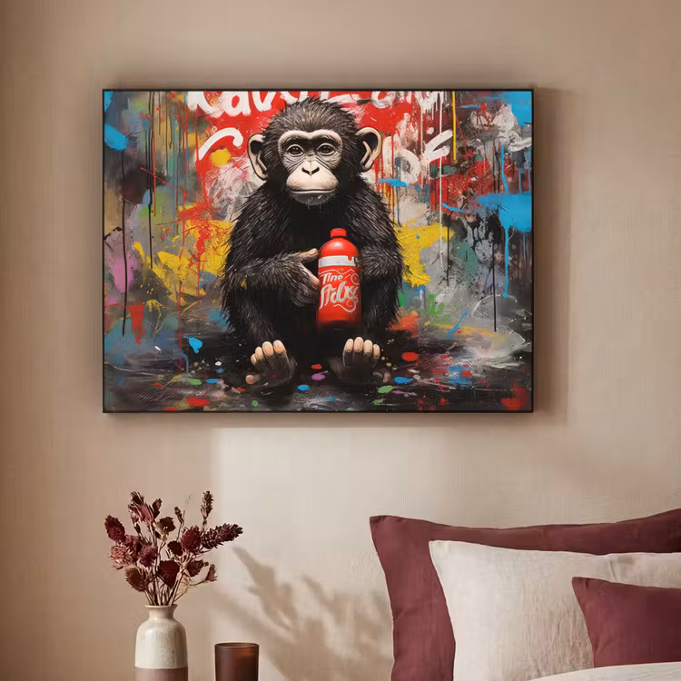 Art Frame - Aap - Graffiti - Dieren - Kunst - Flesje - Kleuren — 3