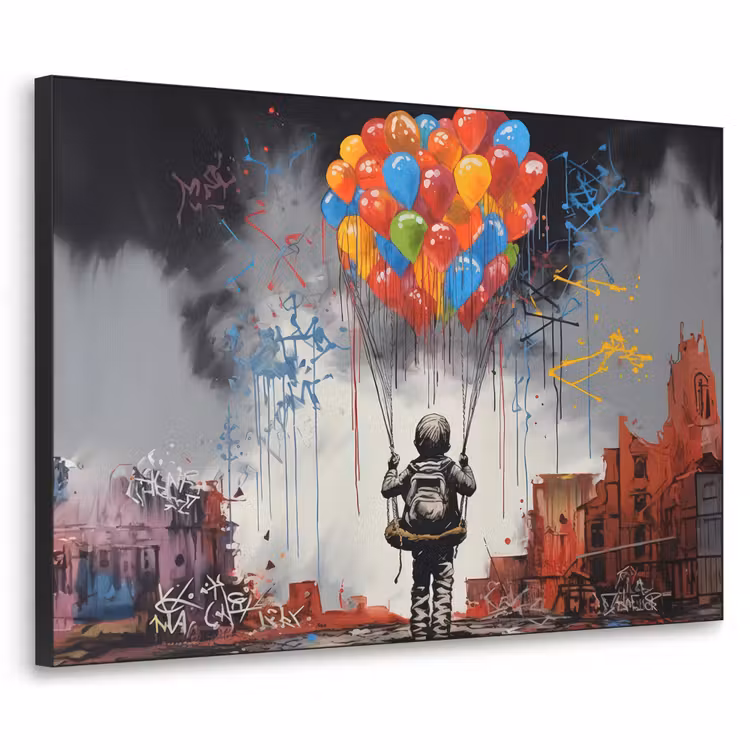 Art Frame - Jongen - Ballonnen - Gebouwen - Kunst — 1