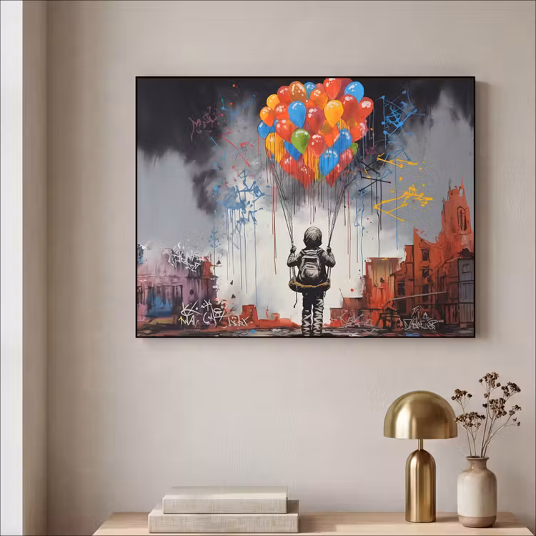 Art Frame - Jongen - Ballonnen - Gebouwen - Kunst — 5