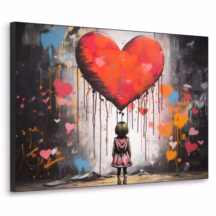 Art Frame - Meisje - Hart - Graffiti - Kunst - Kleuren - Rood — 1