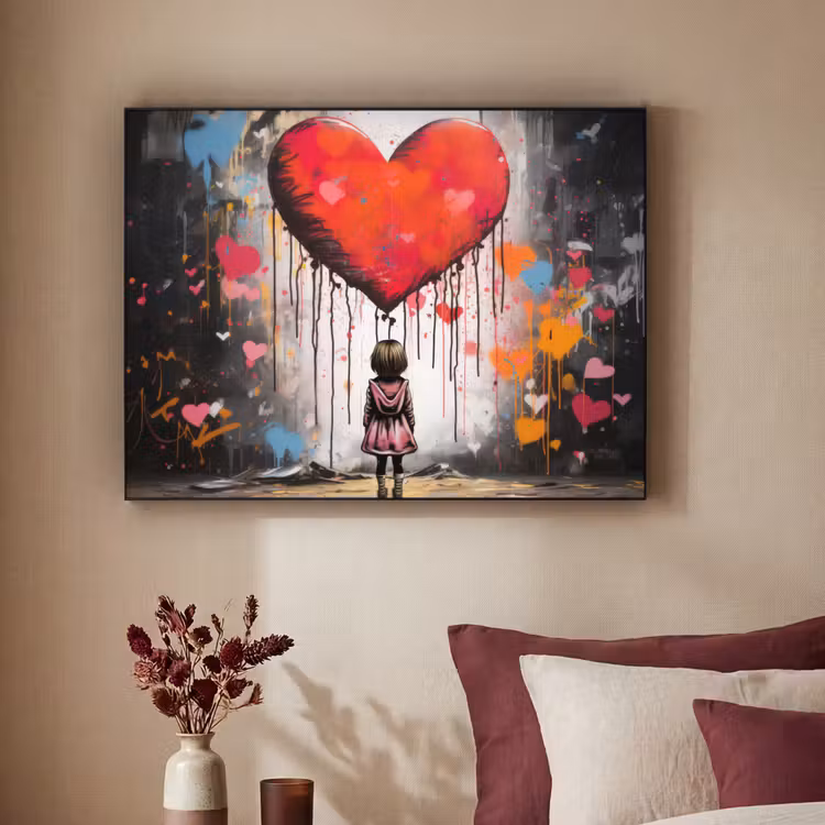 Art Frame - Meisje - Hart - Graffiti - Kunst - Kleuren - Rood — 3
