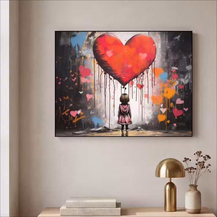 Art Frame - Meisje - Hart - Graffiti - Kunst - Kleuren - Rood — 5