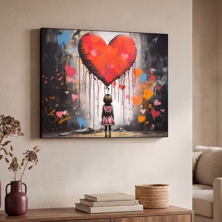 Art Frame - Meisje - Hart - Graffiti - Kunst - Kleuren - Rood — 7