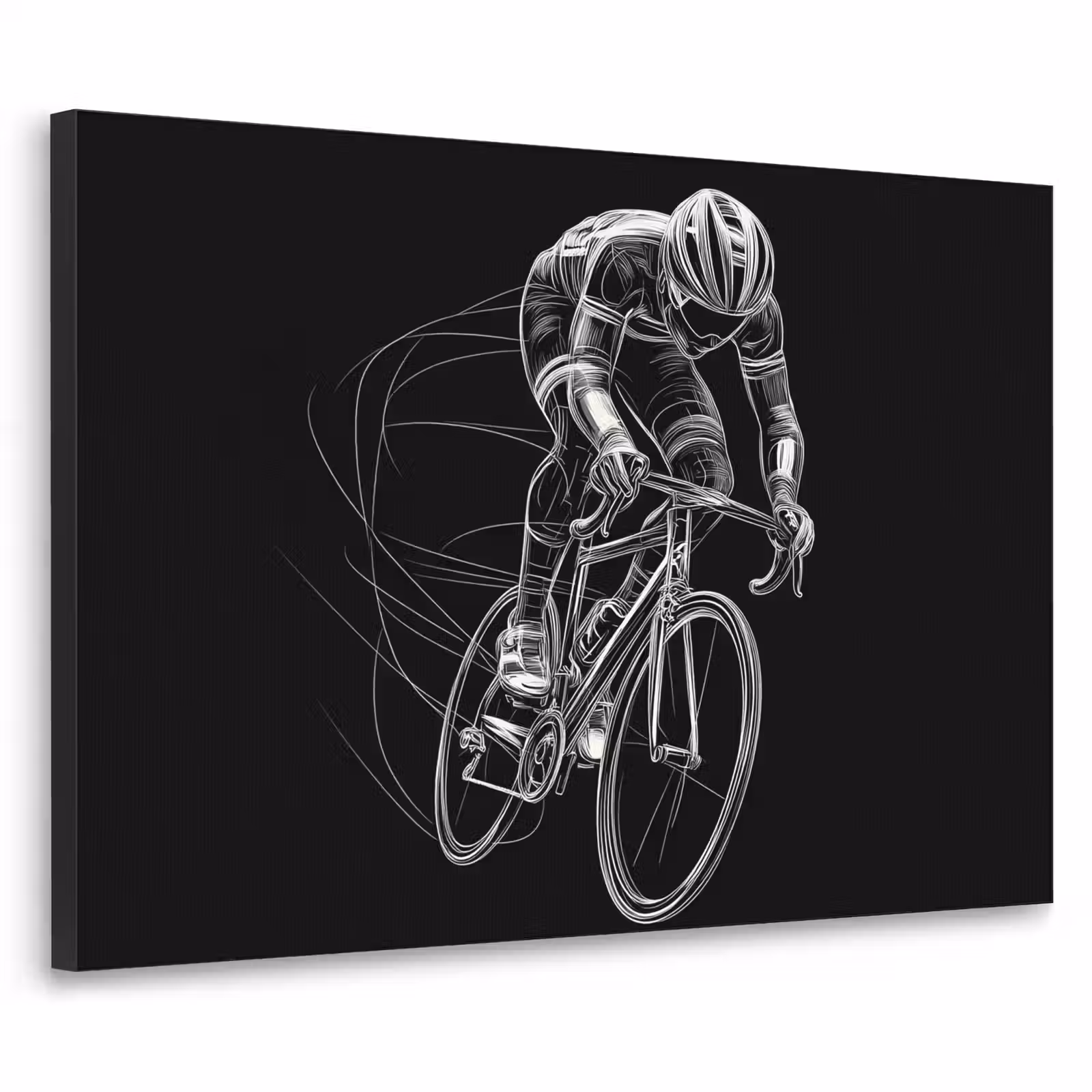 Art Frame - Lijntekening - Wit - Wielrennen - Snelheid — 1