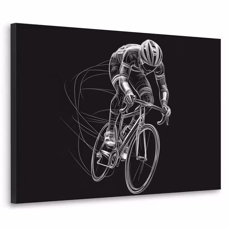 Art Frame - Lijntekening - Wit - Wielrennen - Snelheid — 1