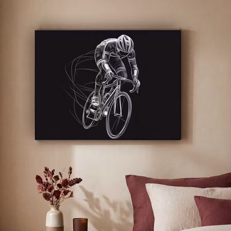 Art Frame - Lijntekening - Wit - Wielrennen - Snelheid — 3