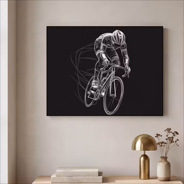 Art Frame - Lijntekening - Wit - Wielrennen - Snelheid — 5