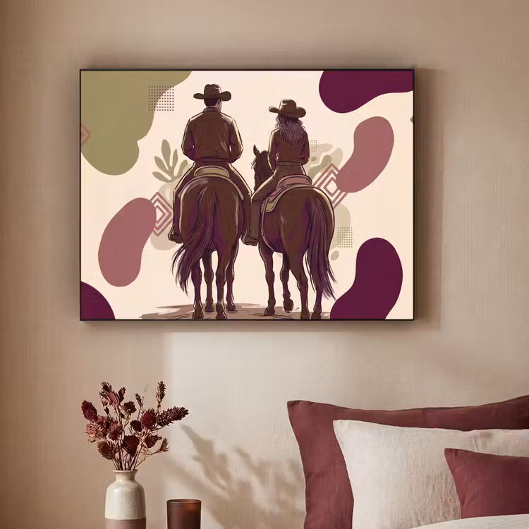 Art Frame - Mensen - Ruiters - Western - Illustratie - Bruin — 3