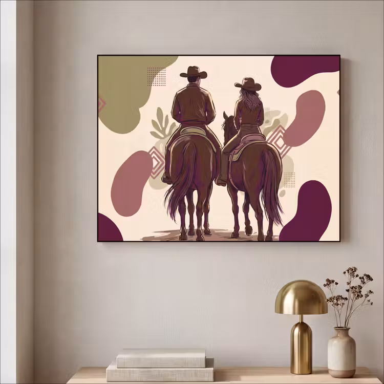 Art Frame - Mensen - Ruiters - Western - Illustratie - Bruin — 5