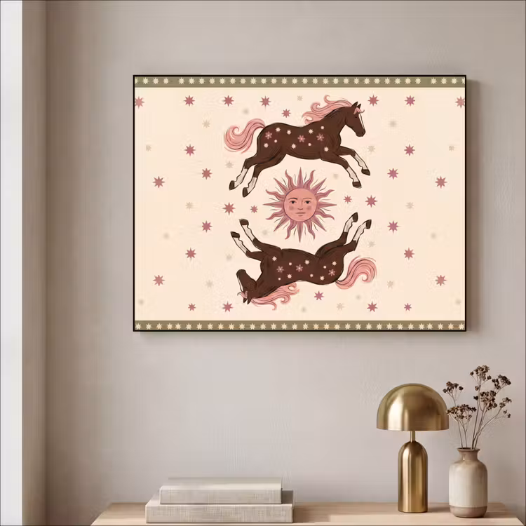 Art Frame - Paard - Zon - Mystiek - Illustratie - Roze — 5