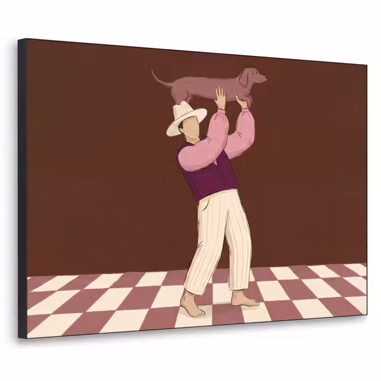 Art Frame - Mens - Hond - Dieren - Abstract - Roze — 1