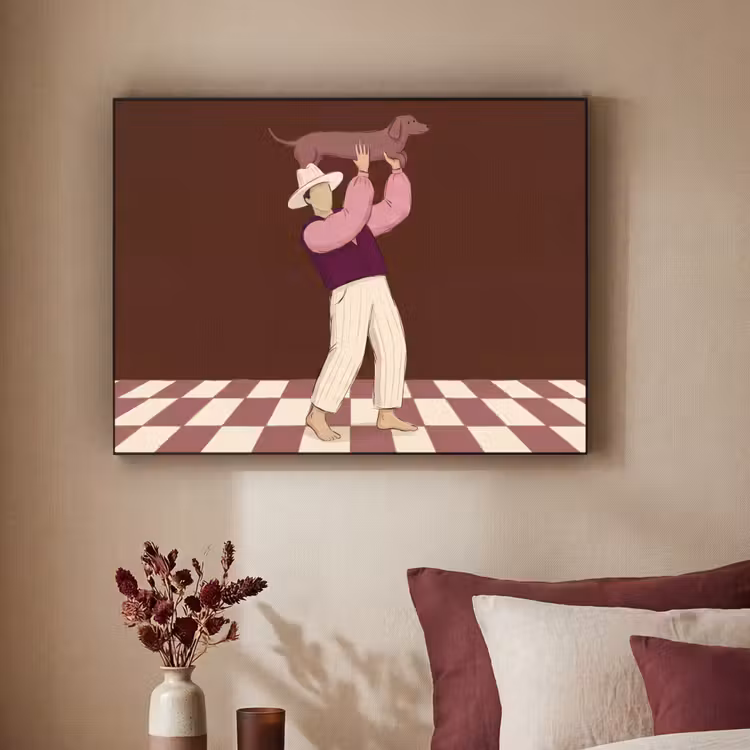 Art Frame - Mens - Hond - Dieren - Abstract - Roze — 3