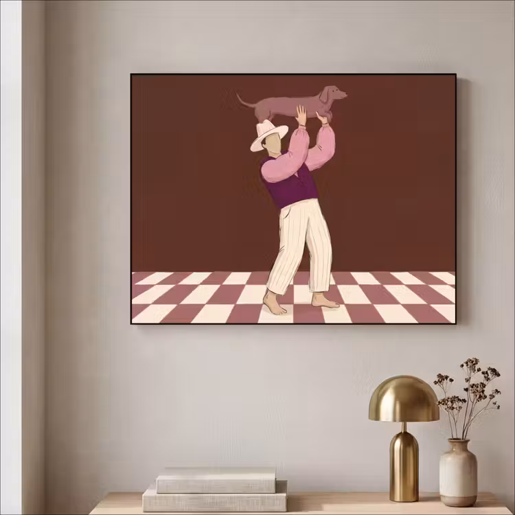 Art Frame - Mens - Hond - Dieren - Abstract - Roze — 5
