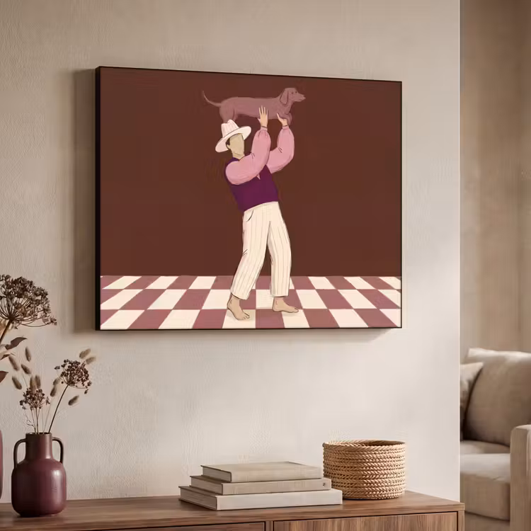Art Frame - Mens - Hond - Dieren - Abstract - Roze — 7