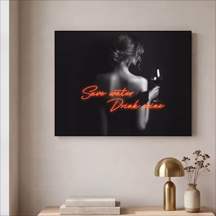 Art Frame - Wijn - Vrouw - Neon - Quote — 5