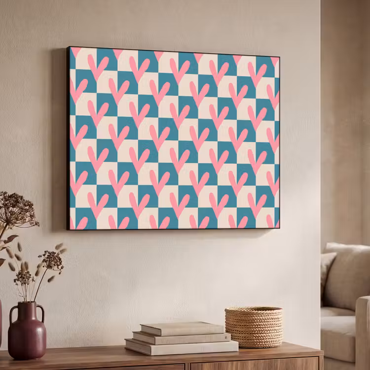 Art Frame - Vlakken - Hartjes - Patroon - Retro — 7