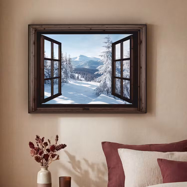 Art Frame - Winter - Landschap - Natuur - Berg - Bomen - Doorkijk - Uitzicht — 3