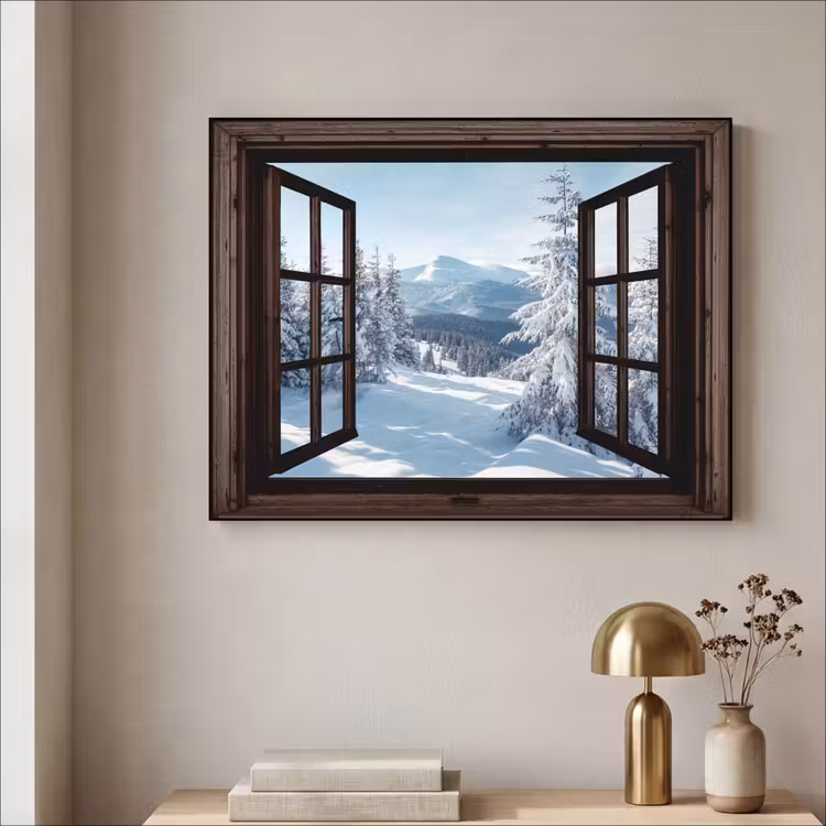 Art Frame - Winter - Landschap - Natuur - Berg - Bomen - Doorkijk - Uitzicht — 5