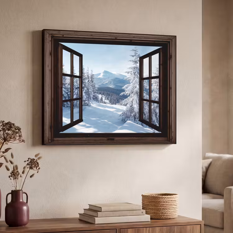Art Frame - Winter - Landschap - Natuur - Berg - Bomen - Doorkijk - Uitzicht — 7