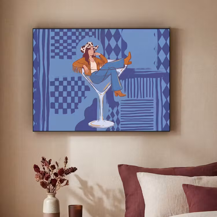 Art Frame - Vrouw - Martini glas - Abstract - Blauw - Kunst — 3