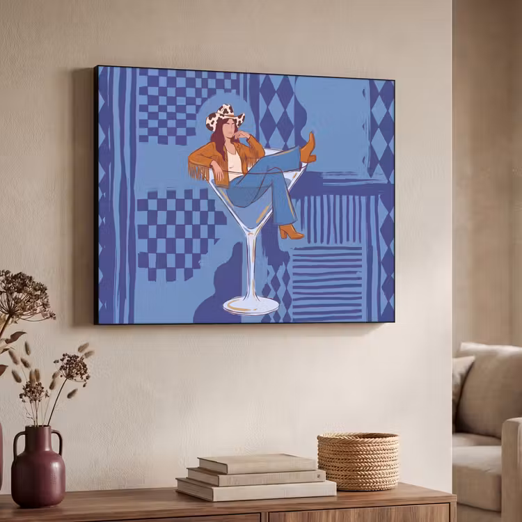 Art Frame - Vrouw - Martini glas - Abstract - Blauw - Kunst — 7
