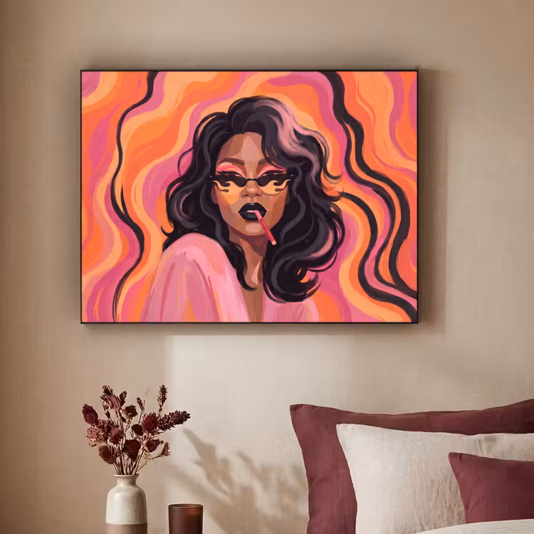 Art Frame - Vrouw - Zonnebril - Modern - Portret - Oranje — 3
