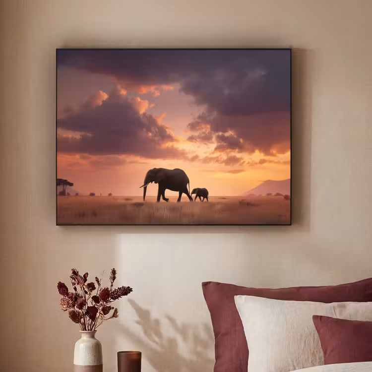 Art Frame - Olifanten - Grasland - Zonsondergang — 3