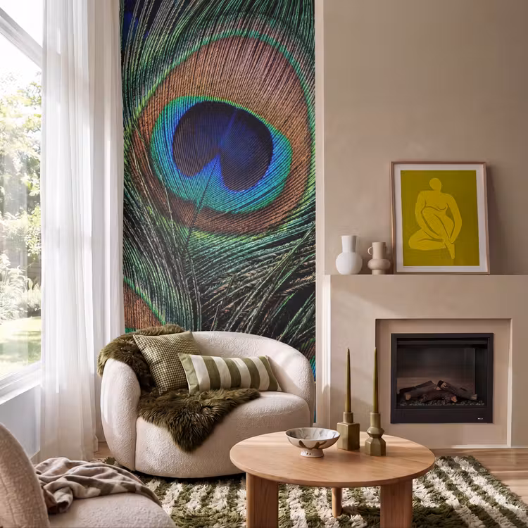 Behang - Pauwenveren - Klassiek - Groen — 1