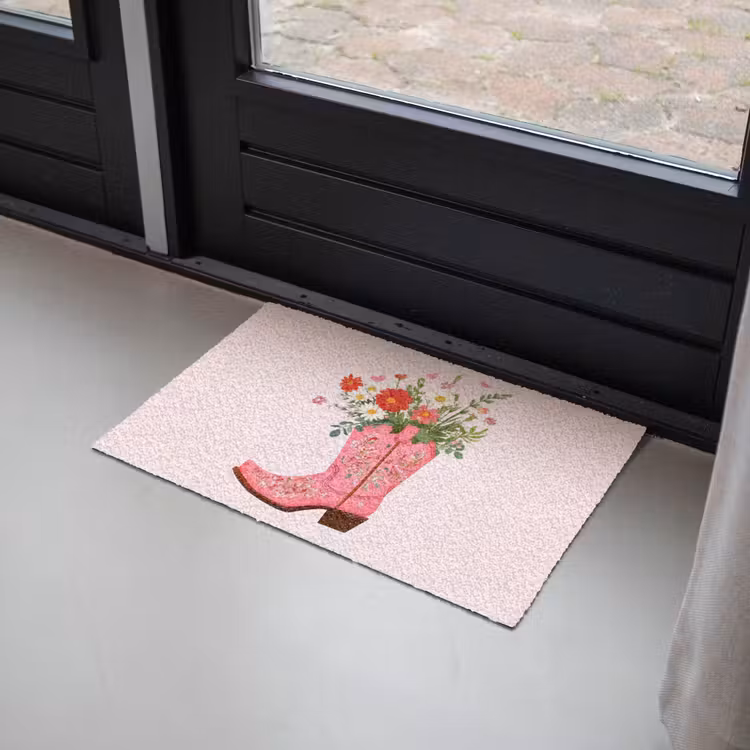 Deurmat - Cowboylaarzen - Roze - Boeket - Bloemen — 2
