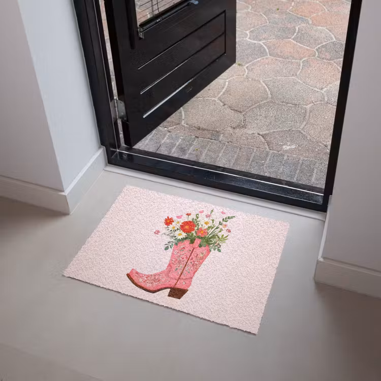 Deurmat - Cowboylaarzen - Roze - Boeket - Bloemen — 4