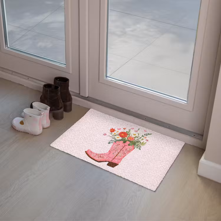 Deurmat - Cowboylaarzen - Roze - Boeket - Bloemen — 8