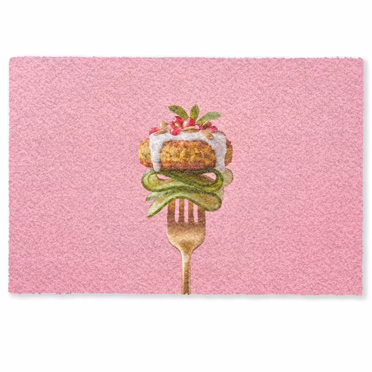 Deurmat - Eten - Vork - Roze — 1