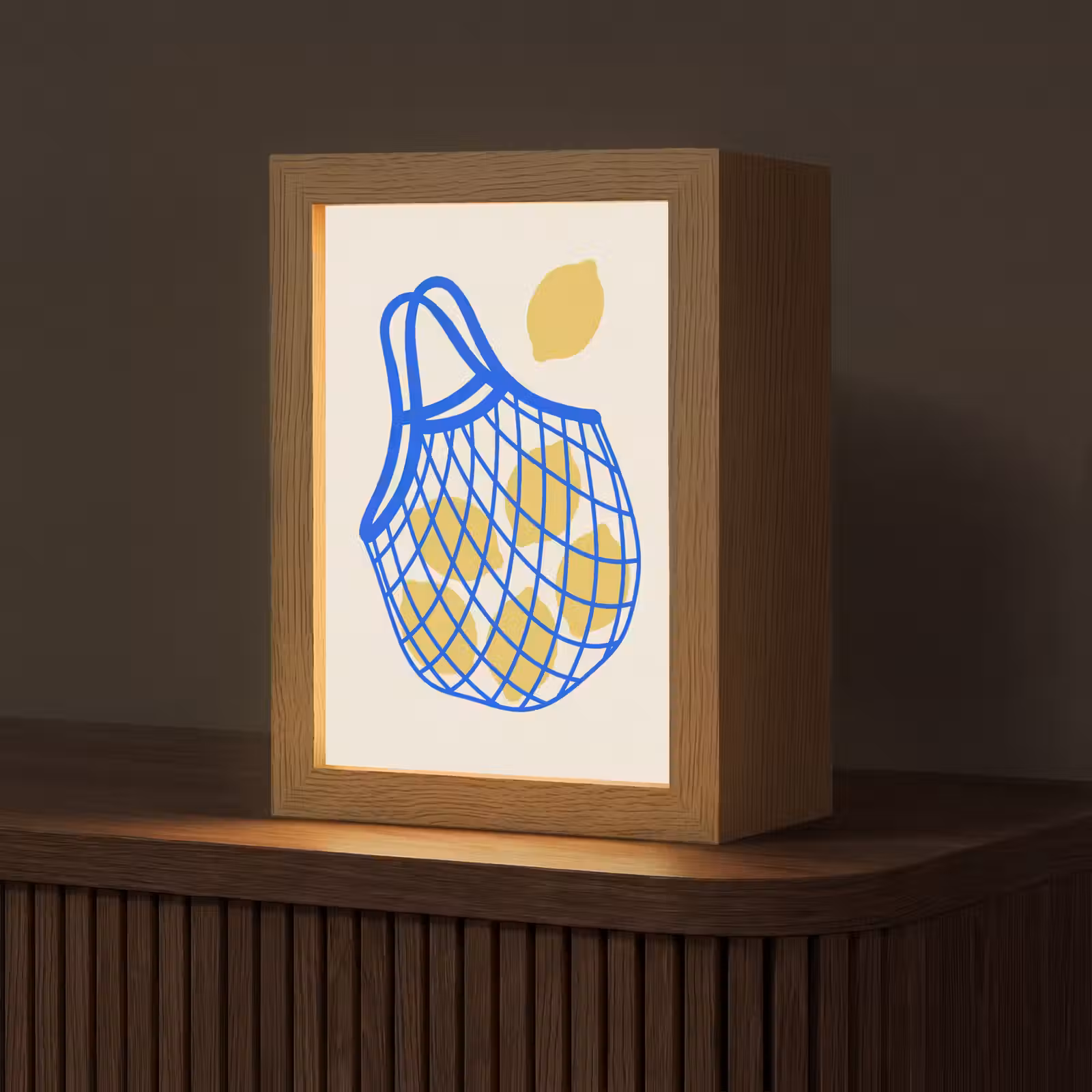 Gepersonaliseerde Lightbox - Eten - Citroen - Boodschappen - Abstract - Geel - Blauw — 1