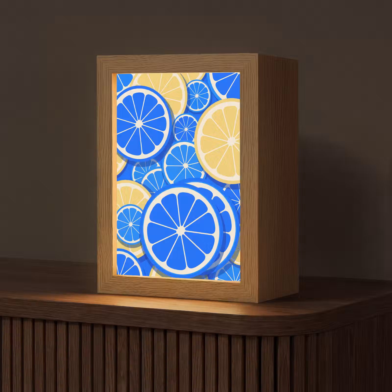 Gepersonaliseerde Lightbox - Fruit - Schijven - Patroon - Modern - Blauw - Geel — 1