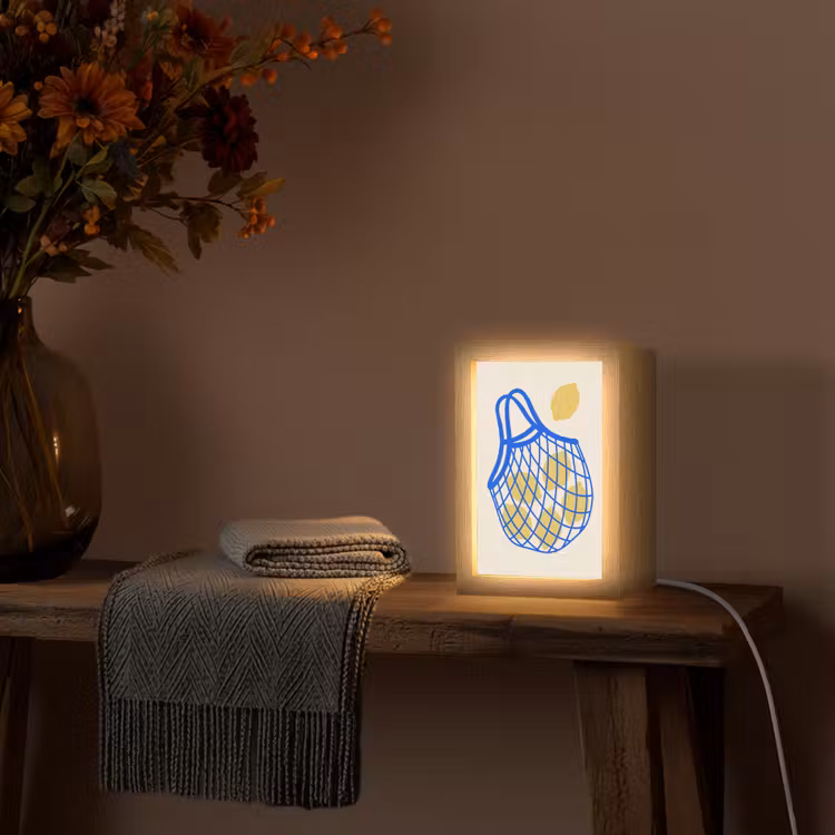 Gepersonaliseerde Lightbox - Eten - Citroen - Boodschappen - Abstract - Geel - Blauw — 3